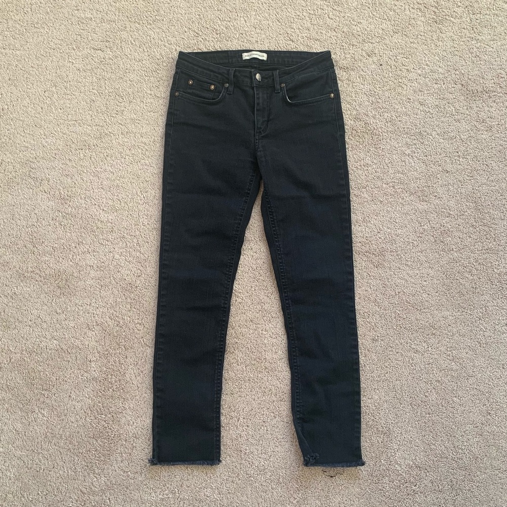 Won Hundred Jeans Women’s 27 Skinny Raw Hem Denim Pockets Black Cotton